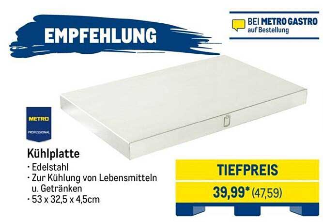 Kühlplatte - Edelstahl zur Kühlung von Lebensmitteln und Getränken