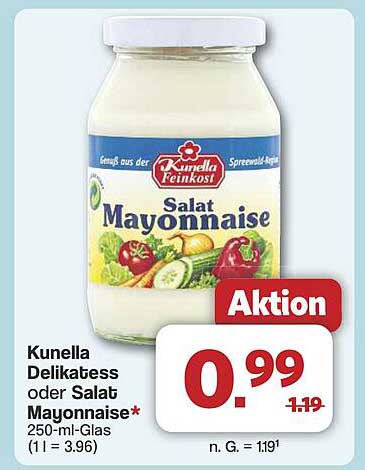 Kunella Delikatess oder Salat Mayonnaise 250-ml-Glas