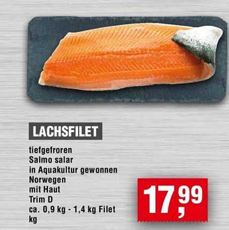Lachsfilet - tiefgefroren, in Aquakultur gewonnen