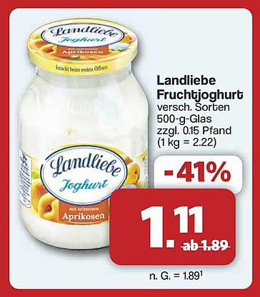 Landliebe Fruchtjoghurt versch. Sorten 500-g-Glas