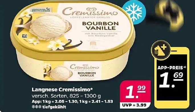 Langnese Cremissimo Bourbon Vanille 825 – 1300 g