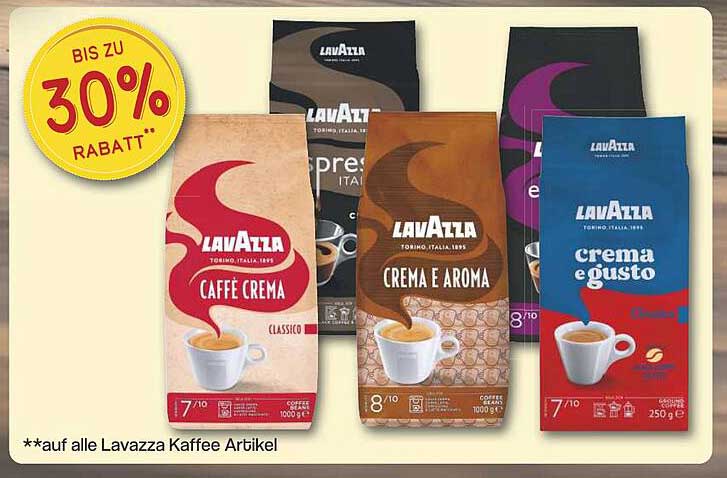 Lavazza Kaffee - Bis zu 30% Rabatt auf alle Artikel