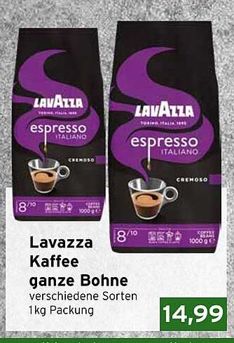 Lavazza Kaffee ganze Bohne verschiedene Sorten 1kg Packung