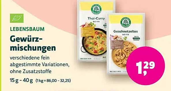 LEBENSBAUM Gewürzmischungen - verschiedene fein abgestimmte Variationen, ohne Zusatzstoffe