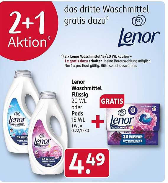 Lenor Waschmittel 15/20 WL - 2+1 Aktion