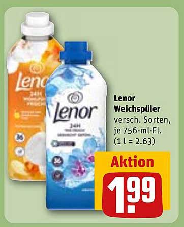 Lenor Weichspüler verschiedene Sorten, je 756-ml-Fl.