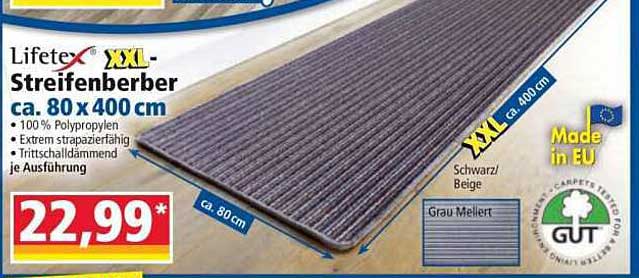 Lifetex XXL-Streifenberber ca. 80 x 400 cm