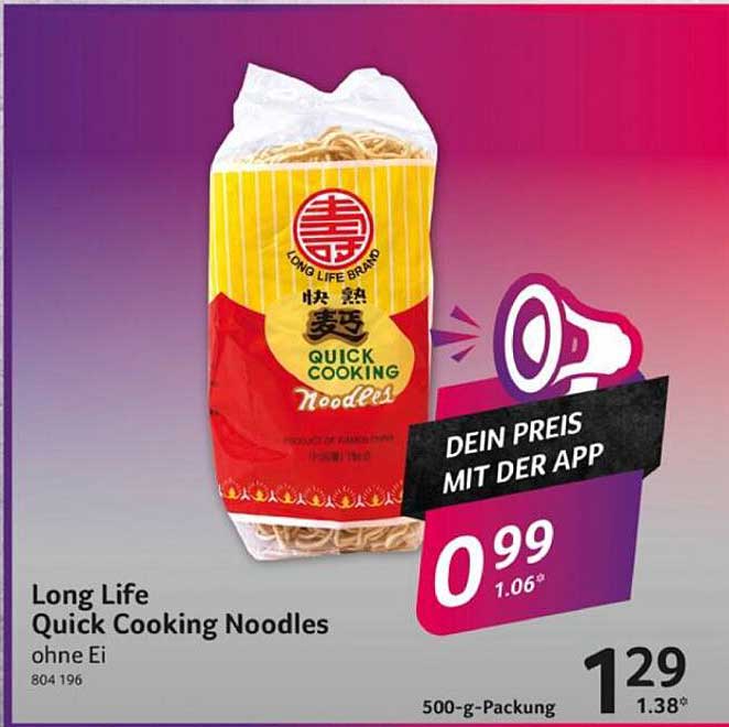 Long Life Quick Cooking Noodles ohne Ei