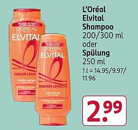 L'Oréal Elvital Shampoo 200/300 ml oder Spülung 250 ml