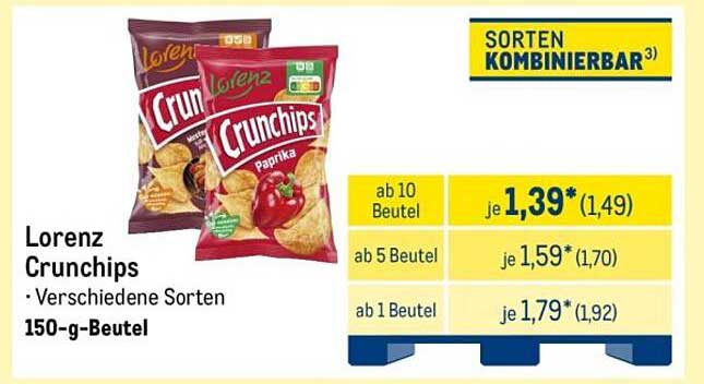 Lorenz Crunchips - Verschiedene Sorten 150-g-Beutel