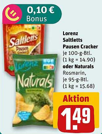 Lorenz Saltletts Pausen Cracker 100 g oder Naturals Rosmarin 95 g