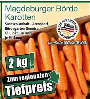 Magdeburger Börde Karotten - 2 kg zum regionalen Tiefpreis