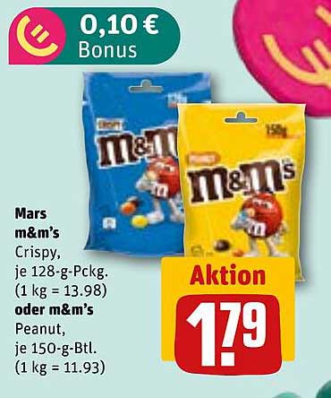 Mars m&m’s Crispy oder m&m’s Peanut, je 128-g-Pckg. oder 150-g-Btl.