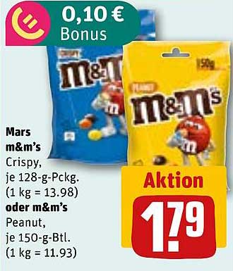 Mars m&m's Crispy und m&m's Peanut - Aktionsangebot