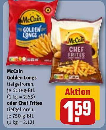 McCain Golden Longs oder Chef Frites – Tiefgefroren zum Aktionspreis