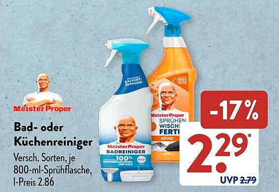 Meister Proper Bad- oder Küchenreiniger 800 ml - Versch. Sorten