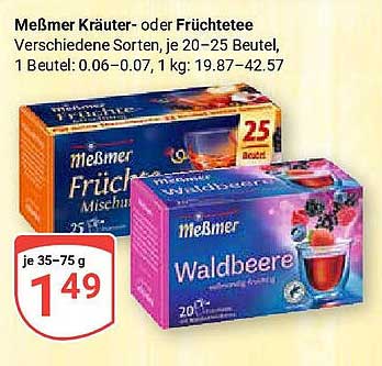Meßmer Kräuter- oder Früchtetee – verschiedene Sorten