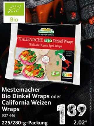 Mestemacher Bio Dinkel Wraps oder California Weizen Wraps