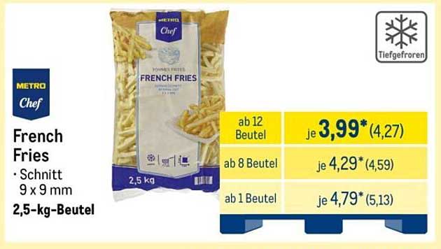 METRO Chef French Fries 2,5 kg Beutel – Tiefgefroren