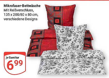 Mikrofaser-Bettwäsche mit Reißverschluss, 135 x 200/80 x 80 cm, verschiedene Designs