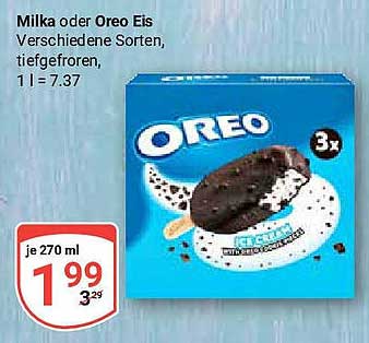 Milka oder Oreo Eis – Verschiedene Sorten, tiefgefroren