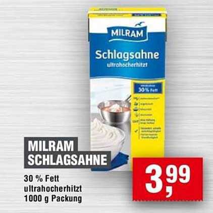MILRAM Schlagsahne 30 % Fett ultrahocherhitzt 1000 g