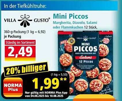 Mini Piccos - Margherita, Diavolo, Salami oder Flammkuchen 12 Stück