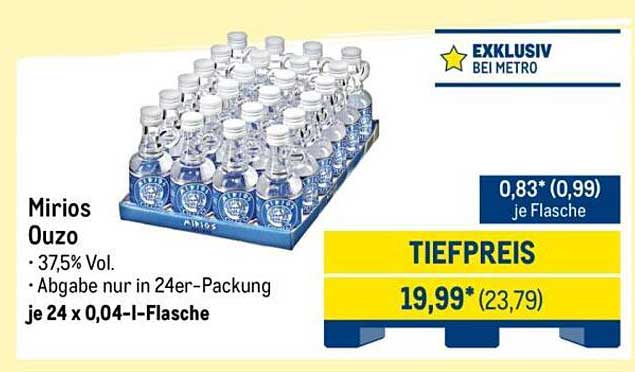 Mirios Ouzo - 24 x 0,04-L-Flasche