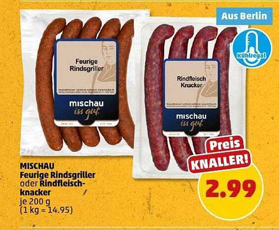 MISCHAU Feurige Rindsgriller oder Rindfleisch-Knacker
