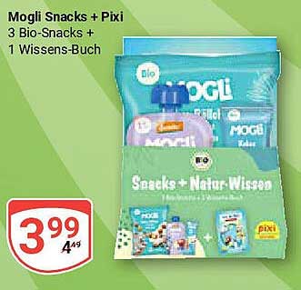 Mogli Snacks + Pixi - 3 Bio-Snacks + 1 Wissens-Buch