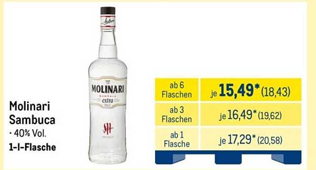 Molinari Sambuca - 40% Vol. 1-l-Flasche