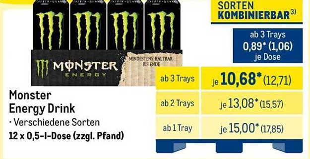 Monster Energy Drink 12 x 0,5 l - Verschiedene Sorten