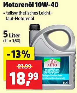 Motorenöl 10W-40 - teilsynthetisches Leichtlauf-Motorenöl 5 Liter