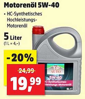 Motorenöl 5W-40 - HC-Synthetisches Hochleistungsmotorenöl 5 Liter