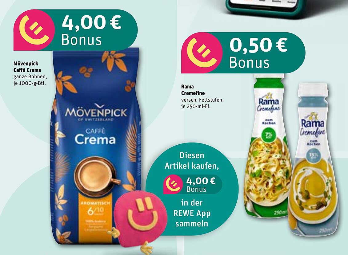 Mövenpick Caffè Crema ganze Bohnen, je 1000-g-Btl.
