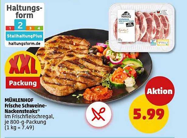 MÜHLENHOF Frische Schweine-Nackensteaks XXL - 800 g
