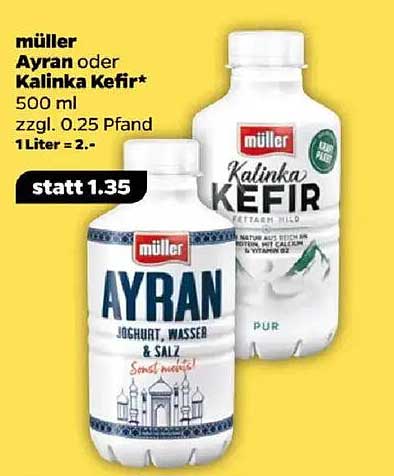 müller Ayran oder Kalinka Kefir 500 ml