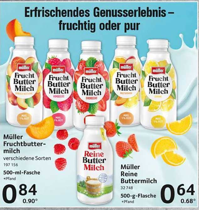 Müller Fruchtbuttermilch und Reine Buttermilch – Erfrischendes Genusserlebnis