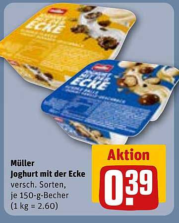 Müller Joghurt mit der Ecke, verschiedene Sorten, je 150-g-Becher