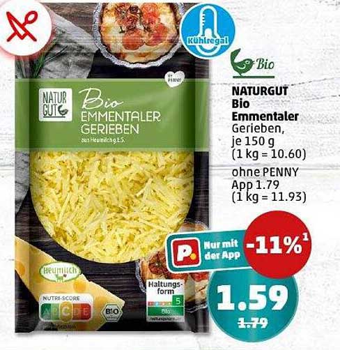 NATURGUT Bio Emmentaler Gerieben, 150 g