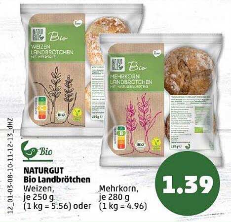 NATURGUT Bio Landbrötchen - Weizen & Mehrkorn