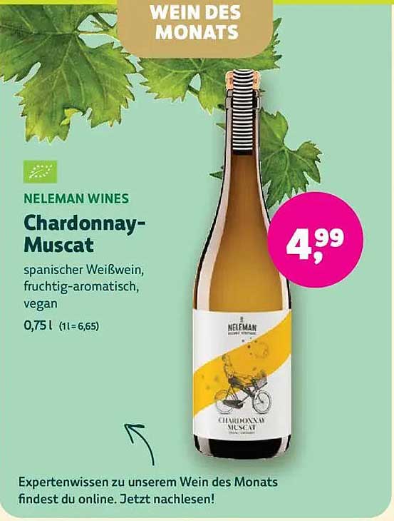 Neleman Wines Chardonnay-Muscad, 0,75l zum Angebotspreis von 4,99 €