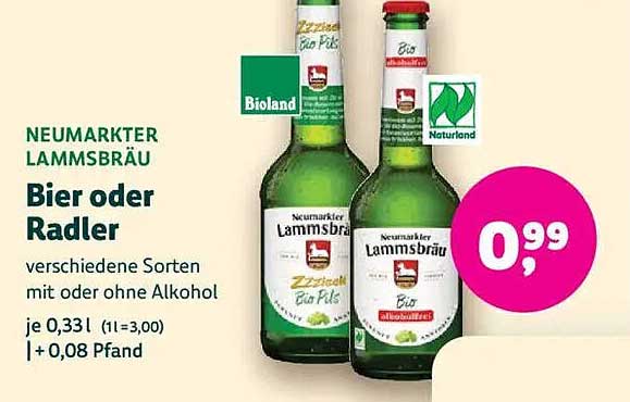 Neumarkter Lammsbräu Bier oder Radler