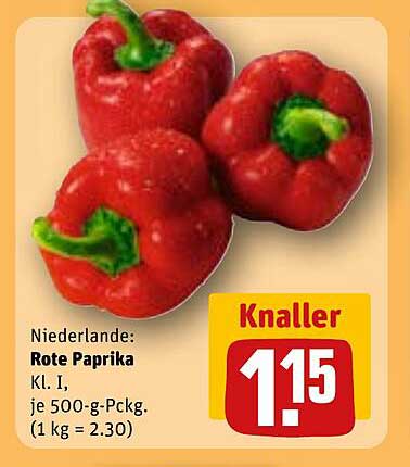 Niederlande: Rote Paprika Kl. I, je 500-g-Pckg.