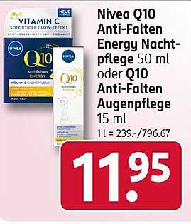 Nivea Q10 Anti-Falten Energy Nachtpflege 50 ml oder Q10 Anti-Falten Augenpflege 15 ml - 11,95