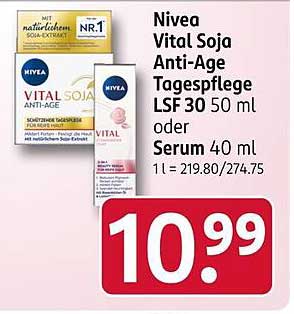Nivea Vital Soja Anti-Age Tagespflege LSF 30 50 ml oder Serum 40 ml