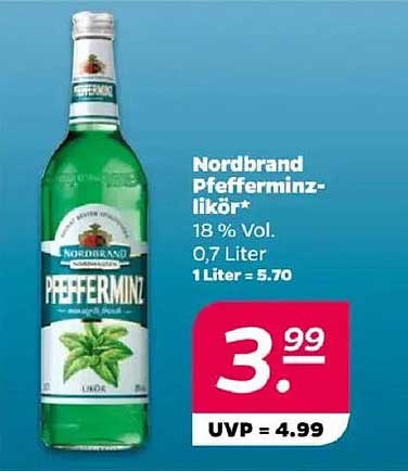 Nordbrand Pfefferminzlikör 0,7 Liter für nur 3,99 €