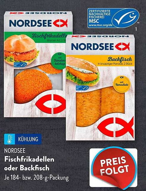 NORDSEE Fischfrikadellen oder Backfisch - Je 184- bzw. 208-g-Packung