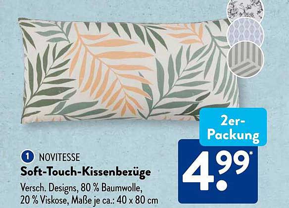 NOVITESSE Soft-Touch-Kissenbezüge - 2er-Packung