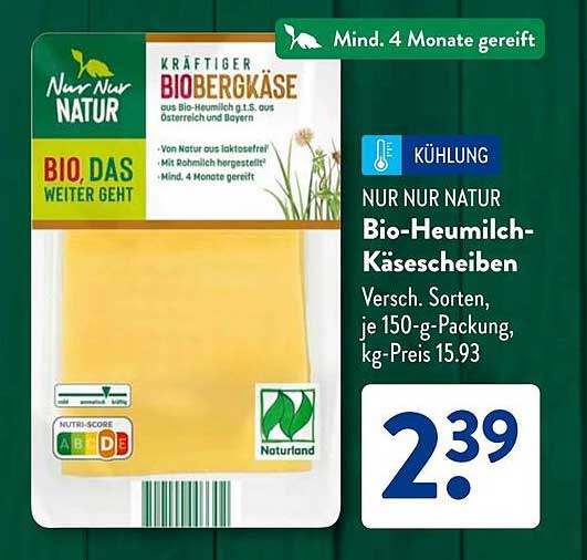 NUR NUR NATUR Bio-Heumilch-Käse scheiben